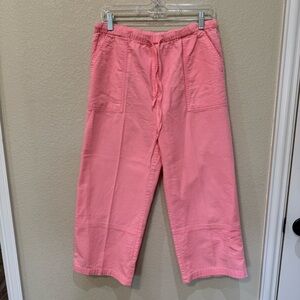 Vintage Cottagecore Pink Cropped Pants M Cotton Connection Drawstring